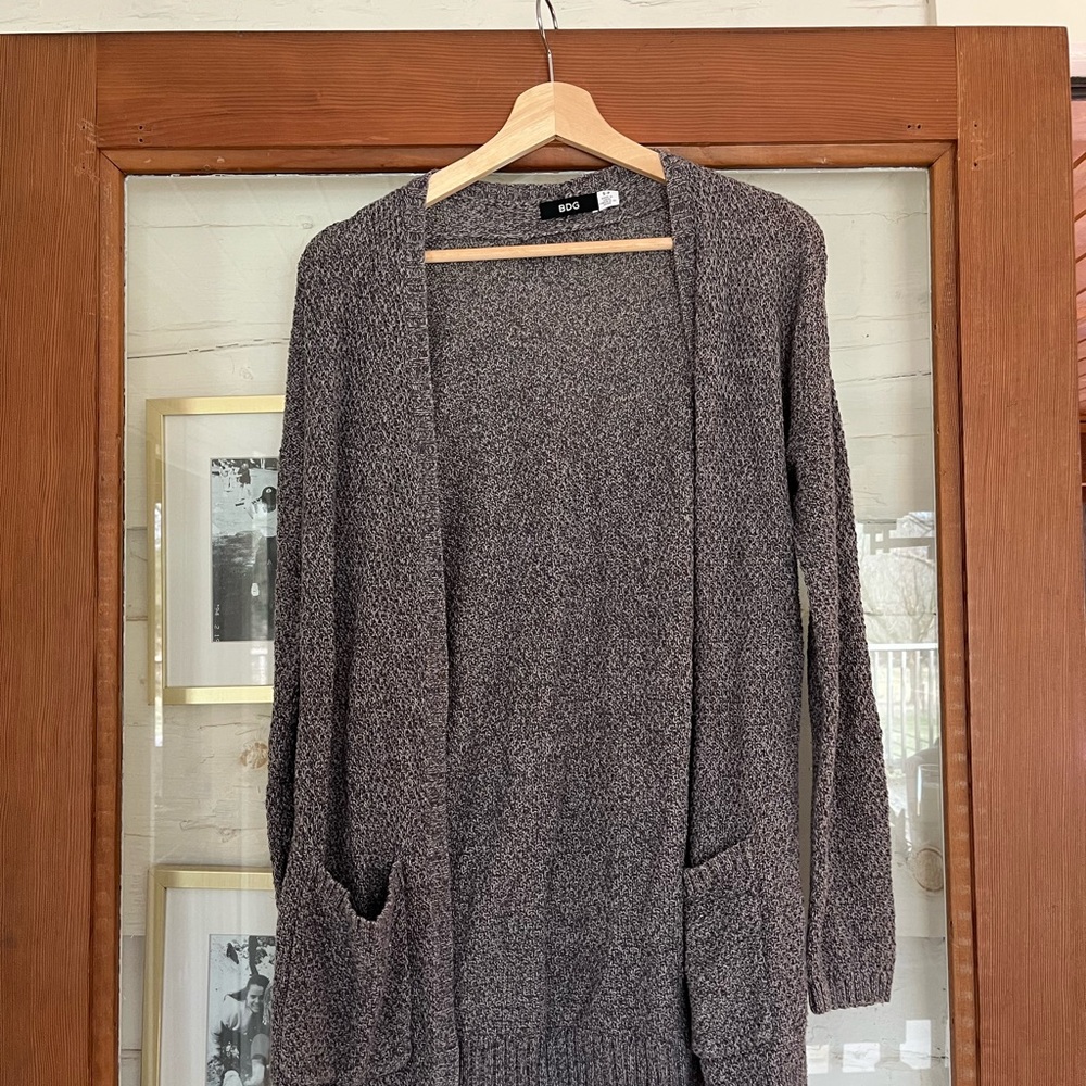 BDG Charcoal Open-Front Cardigan